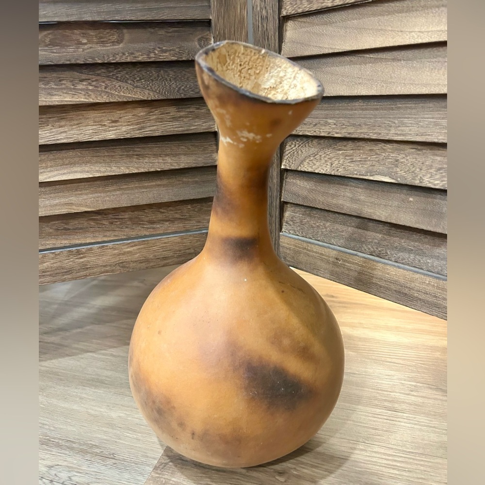 Vintage Handmade Hollow Gourd Vase 14” High